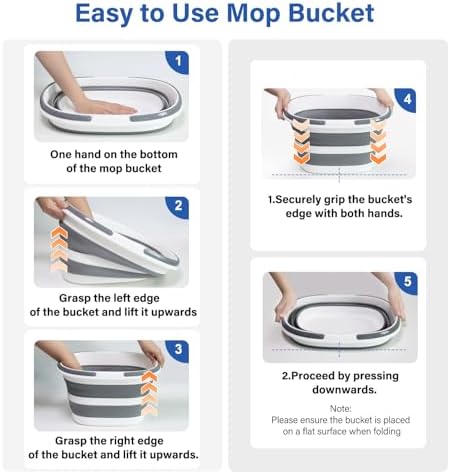 Collapsible Bucket, Upgraded 16L (4.2 Gallon) Collapsible Mop Bucket with Multi-Functional Lid, Foldable Portable Camping Beach Sand Water Pot Pail Space Saving Square, Car Washing Bucket