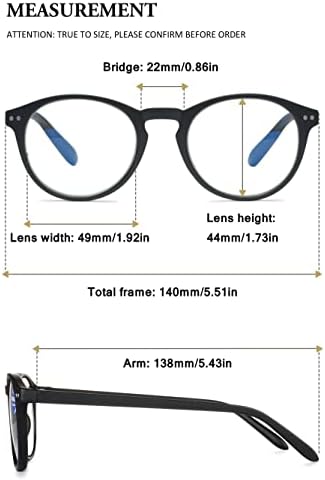 VEVESMUNDO Round Reading Glasses Vintage Large Frame Spring Hinge Blue Light Blocking Glasses for Women Men