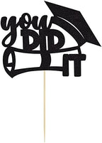 Gyufise 1 Pack You Did It Cake Topper Cake Topper Black 2026 Graduation Cake Decoration Glitter Grad Cap for Senior High School University College Graduation Party Supplies