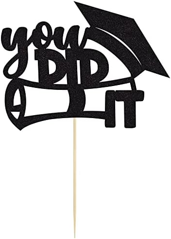 Gyufise 1 Pack You Did It Cake Topper Cake Topper Black 2026 Graduation Cake Decoration Glitter Grad Cap for Senior High School University College Graduation Party Supplies