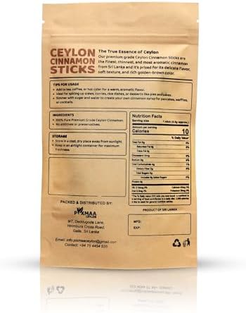 Pixmaa Ceylon, Cinnamon Sticks 3 oz (85g) – True or Real Ceylon Cinnamon Quills from Sri Lanka | Premium Grade, Ceylon Cinnamon Sticks for Tea, Baking, Cooking, and Spice Blends