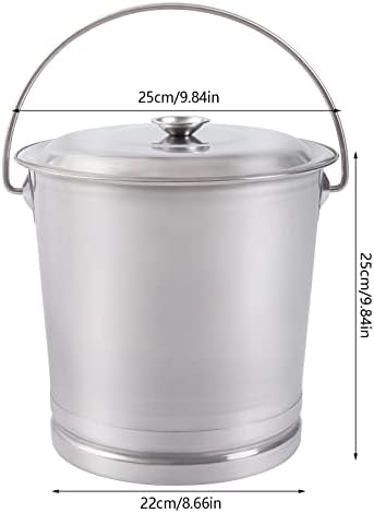 Stainless Steel Milk Pail Bucket with Lid, Handle, and Open Lip Edge, Also Good for Compost (8.5 Qt Pail with Lid)