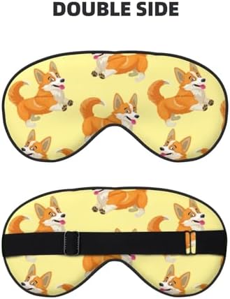 Cute Cartoon Corgi Dog Sleeping Eye Mask Eye Mask for Sleeping Soft Comfort Eye Shade Blackout Eye Cover for Deep Rest Travel Nap Meditation