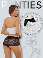 ALL OF SHE Lace Boyshort Sexy Underwear Womens Panties Cheeky Plus Size Lingerie Stretch Cotton Waistband S-3XL 5 Pack