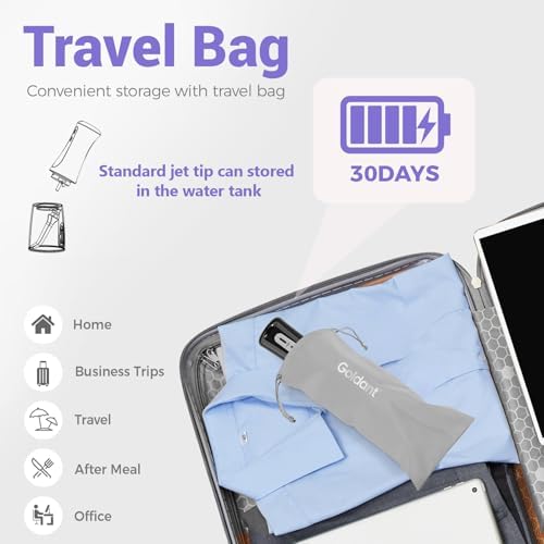 2026 New 350ML Water Dental Flosser Teeth Pick with Bag, 5 Modes Portable Cordless Oral Irrigator Cleaner, Electric Rechargeable IPX7 Waterproof for Home Travel Teeth Cleaning Flossing (Black)
