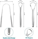3 Pack Metal Tongue Scraper, Stainless Steel Tongue Cleaning Tool, Reusable Manual Design for Daily Oral Care, Portable Tongue Cleaner Set, Silver