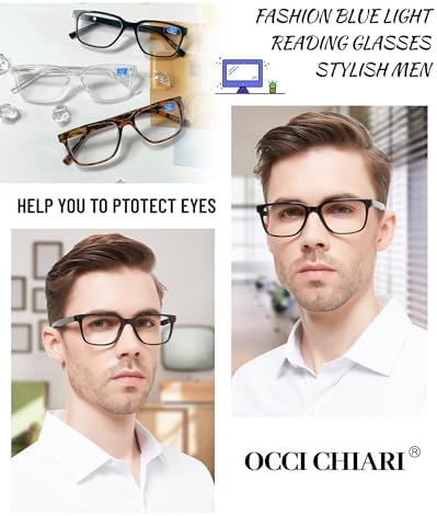 OCCI CHIARI Blue Light Blocking Reading Glasses for Men Computer Readers