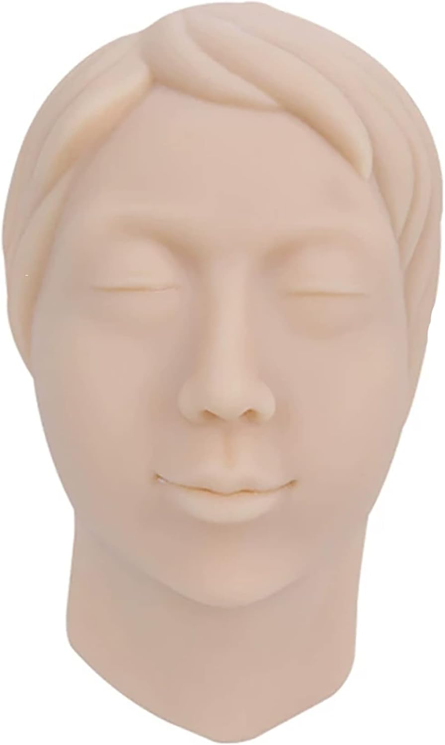 Teaching Model,Injection Training Silicone Mannequin Face Model，Head Model for Micro-Plastic Teaching，Soft Material,Suitable for Practical Training of Medical Students, D