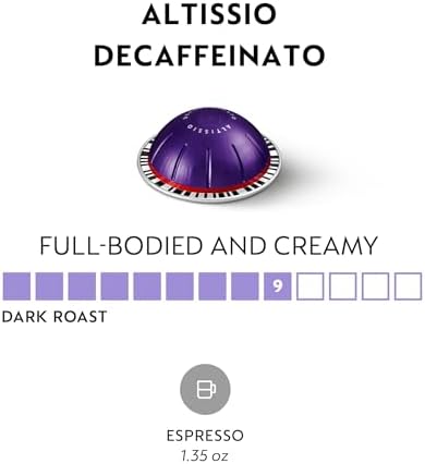 Nespresso Capsules Vertuo, Altissio Decaffeinato, Dark Roast Espresso, 50-Count Espresso Pods, Brews 1.35 oz.