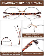 LUFF Reading Glasses for Women Men,3Pack Stylish Reader Glasses Blue Light Rimless Computer Reader Lightweight Anti Eyestrain