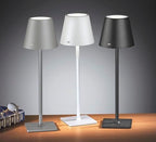 Cilio Sole LED Table Lamp with Touch Sensor, Dimmable with Memory Function, Up to 13 Hours of Lighting Time, for Indoor and Outdoor Use, Metal/Plastic, 13.75" H, 4.25" Diameter, Black