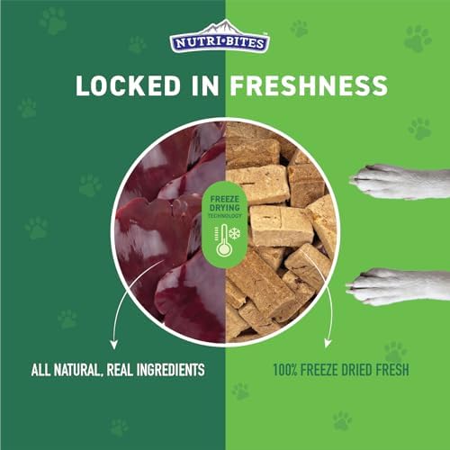 Nutri Bites Freeze Dried Beef Liver Dog & Cat Treats, Single Ingredient High Protein Pet Treats, 17.6 oz
