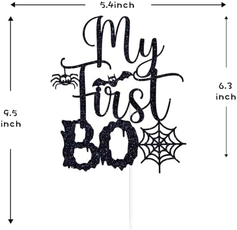Black Glitter My First Boo Cake Topper, Spooky One/Happy 1st Halloween, Ghost Ghoul Halloween Baby's 1st Birthday Baby Shower Party Decorations Supplies