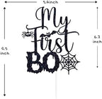 Black Glitter My First Boo Cake Topper, Spooky One/Happy 1st Halloween, Ghost Ghoul Halloween Baby's 1st Birthday Baby Shower Party Decorations Supplies