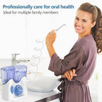H2ofloss Dental Water Flosser for Teeth Cleaning With 12 Multifunctional Tips & 800ml Capacity, Professional Countertop Oral Irrigator Quiet Design(HF-9 whisper)