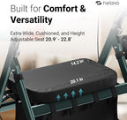 Helavo Extra Wide 28.3" Bariatric Upright Walker for Seniors, 500 lbs Capacity with 8“ Flat-Free Solid Rubber Tires, Height Adjustable Stand Up Walker with Seat, All Terrain Heavy Duty Rollator