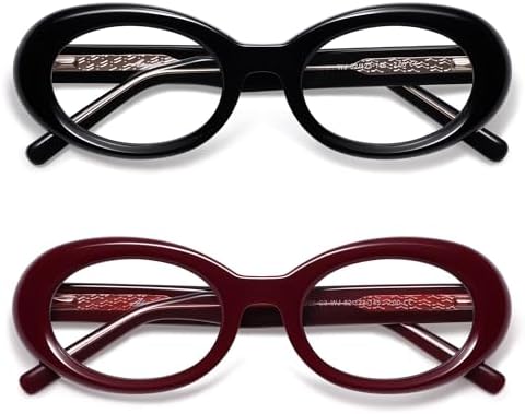 AMOMOMA Oval Reading Glasses for Women Trendy Blue Light Blocking Spring Hinge Stylish Readers AM6222