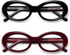 AMOMOMA Oval Reading Glasses for Women Trendy Blue Light Blocking Spring Hinge Stylish Readers AM6222