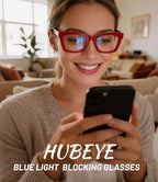 Hubeye Oprah Style Reading Glasses for Women Men Blue Light Blocking Computer Square Readers with Spring Hinge