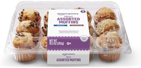 Amazon Grocery, Mini Assorted Blueberry & Chocolate Chip Muffins, 10.3 Oz, 12 Ct, Frozen