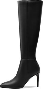 Women's Knee High Boots Women Mid Heel Pointed Toe Tall Boots for Women High Heel Side Zipper with Buckle Bow Knots Long Boots for Fall Winter for Fall Winter