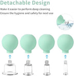 Meifuly Facial Cupping Set, 4 PCS Silicone Vacuum Suction Face Massage Cups, Skin Tightening Kit for Eyes, Face and Body (Green)