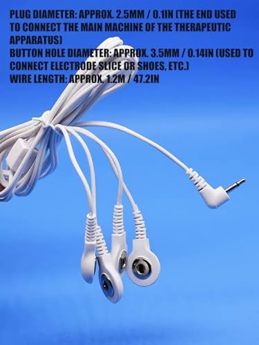 Button Electrode Wire Cable, DC 3.5mm Button Electrode Wire Cable Compatible Wires for Digital TENS Massage Machine,Button Type Electrode 2.5mm Plug Wires Cable 1 to 4 (10)