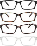 Rectangle Reading Glasses for Men and Women with Spring Hinges Clear Lens Readers