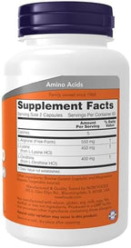 NOW Foods Supplements, Tri-Amino with L-Arginine, L-Ornithine, L-Lysine, Supports Protein Metabolism*, 120 Capsules