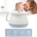 Portable Chamber Pot with Lid, 8" Bedside Urinal for Elderly, Toddlers & Adults, Heavy Duty Spittoon with Handle for Home, Hospital, Camping - Light Blue
