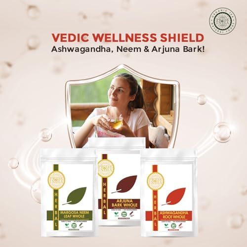 Pride Of India | Ayurvedic Healing Pack 15.06 oz (426.94 gm) | Includes Arjuna Bark Whole, Ashwagandha Root Whole & Neem/Margosa Herb Whole | Perfect for Green Juices, Smoothies | Fosters Wellness