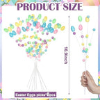 Zeyune 8 Pack 17 Inch Easter Pastel Egg Picks Glitter Spring Foam Eggs Berries Branches Stems Easter Tree Decoration for Spring Vase Floral Arrangement Table Centerpiece Wreath Decoration