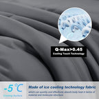 Cooling Comforter Queen Size, Double-Sided Cold Tech Fabric Quilted Bed Comforters Cooling Blanket for Hot Sleepers, Breathable Lightweight Summer Bedding, All-Season Ice Blanket, Dark Gray
