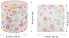 Floral Toilet Paper Novelty Bathroom Tissue Flower Pattern Toilet Tissues, Decorative Hand Towel Napkins for Home Office Travel, 2 Rolls