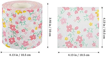 Floral Toilet Paper Novelty Bathroom Tissue Flower Pattern Toilet Tissues, Decorative Hand Towel Napkins for Home Office Travel, 2 Rolls
