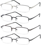 4 Pack Reading Glasses Metal Half Frame Readers for Men Women Blue Light Blocking Eyeglsses with Spring Hinges+2.75