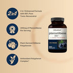 NatureBell Pterostilbene 200 mg Per Serving with Trans-Resveratrol – 200 Capsules – 2-in-1 Antioxidant Polyphenol Formula* – Non-GMO