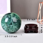 Green Fluorite Crystal Ball with Stand Large Crystals Sphere Decorative Ball Meditation Witchcraft Home Decor 90-100mm/3.5-3.9"