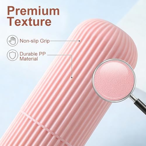 2 Pcs Travel Toothbrush Cases, Toothbrush Holder Travel, Toothbrush Case for Traveling, Camping, Home, School, Business, Bathroom (Pink)