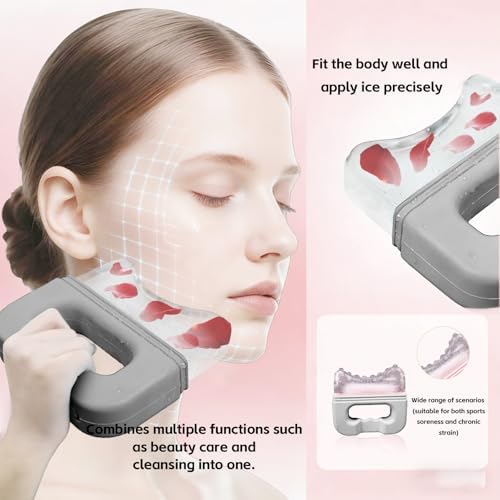 Extra-Large Silicone Ice Roller for Face and Body – Handheld Massager Reduces Puffiness, Soothes Sore Muscles, Relieves Stress, Enhances Skin Care – Deep Tissue Stiffness Relief Tool (Grey)