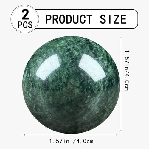 Hand Therapy Balls for Stress Relief,Baoding Balls for Women & Men,Marble Chinese Massage Ball Set for Hand Exercise,Arthritis,Brain Stress Relief,2 Pack with Storage Bag (1.57inch Dark Green)