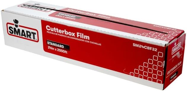 SMART Clear Cling Film Wrap with Cutterbox, SM24CBF32, 24" x 2000' x Standard 32 Gauge | 1/Each