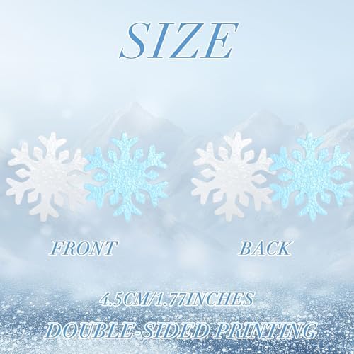 Edible Snowflakes – 50pcs Wafer Paper Edible Cake Decorations & Snowflake Cupcake Toppers for Christmas, Winter Birthday Party Decor Supplies (Blue & White)