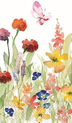 Design Design Wildflowers Garden Theme Disposable Guest Towels - Butterflies and Wildflowers - Pack of 15 - 3-Ply Buffet Napkins
