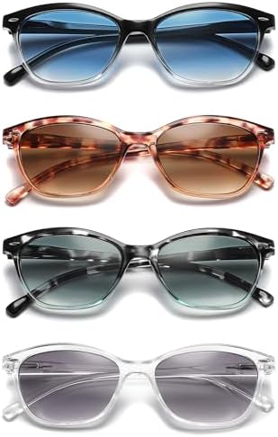 MODFANS Women Reading Glasses 4 Pack Sunglasses Readers Women Outdoor Blue Light Blocking Reading Glasses Anti Glare UV Filter Spring Hinge(Magnifying 2.0-Not Bifocals)