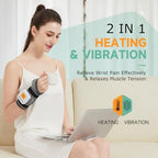 Rechargeable Heated Wrist Massager for Pain Relief - 3 Heat Levels & 3 Vibration Modes, Heat Therapy Wrap for Carpal Tunnel, Tendonitis, Sprains, Swelling, Auto Shut-Off Hand Warmer