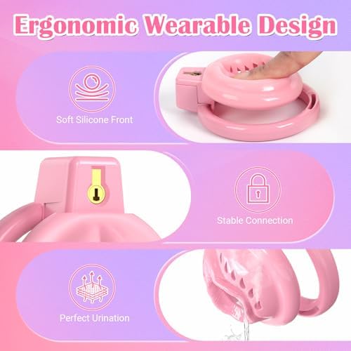 Chastity Cage Male Cock Cage - ACUMUM Soft Silicone Chastity Devices Adult Toys, Inverted Male Chasity Cages, Sex Bondage Toys for Men Sissy Chastity Cage Flat Penis Cage Clitoris Pink