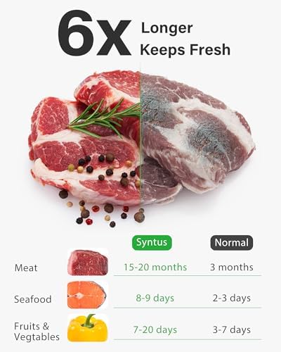 Syntus Vacuum Sealer Bags for Food, 50 Count Quart 8" x 12" Commercial Grade PreCut Bag, BPA Free Food Vac Bags for Storage, Meal Prep or Sous Vide