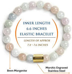 Morchic 8mm Genuine Gemstone Stretch Bracelet for Women Men Unisex, Natural Energy Crystal Stone Beads, Classic Simple Design Cuff Birthday Gift 7.5 Inch