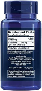Life Extension L-Glutamine, 500 mg L-glutamine, Amino Acid, Supports Muscle Health and Immune Health, Gluten-Free, Non-GMO, 100 Vegetarian Capsules